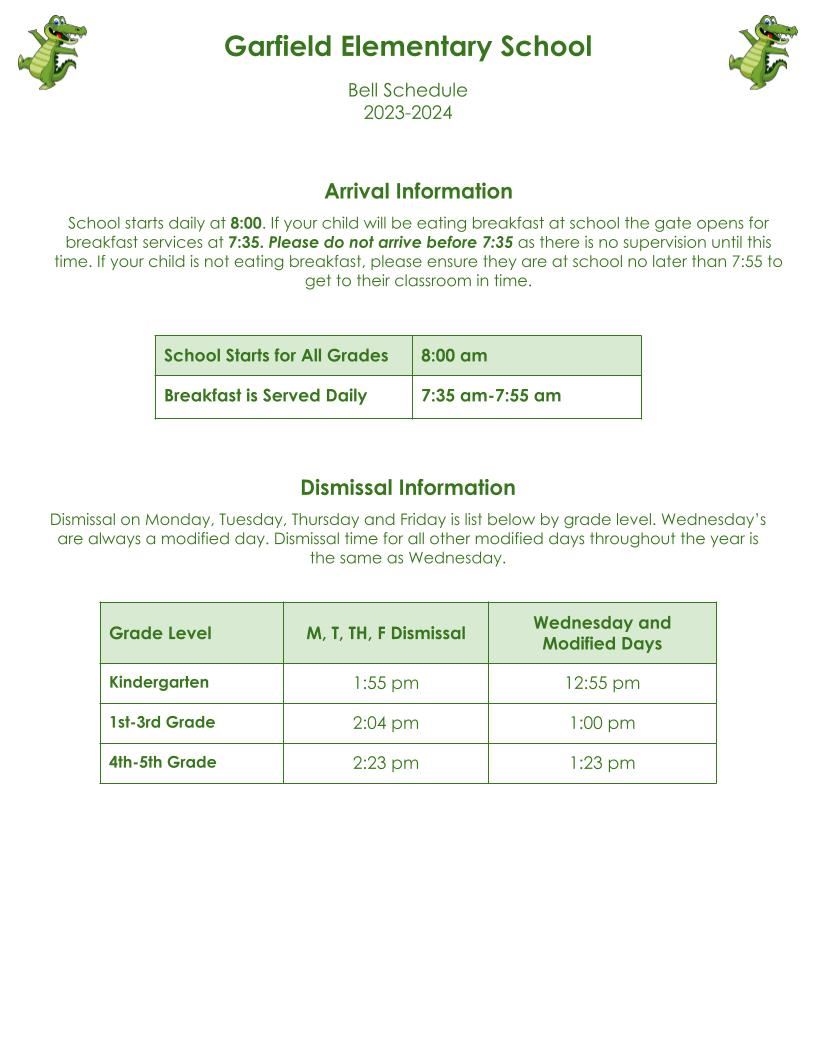 2023-2024 Bell Schedule